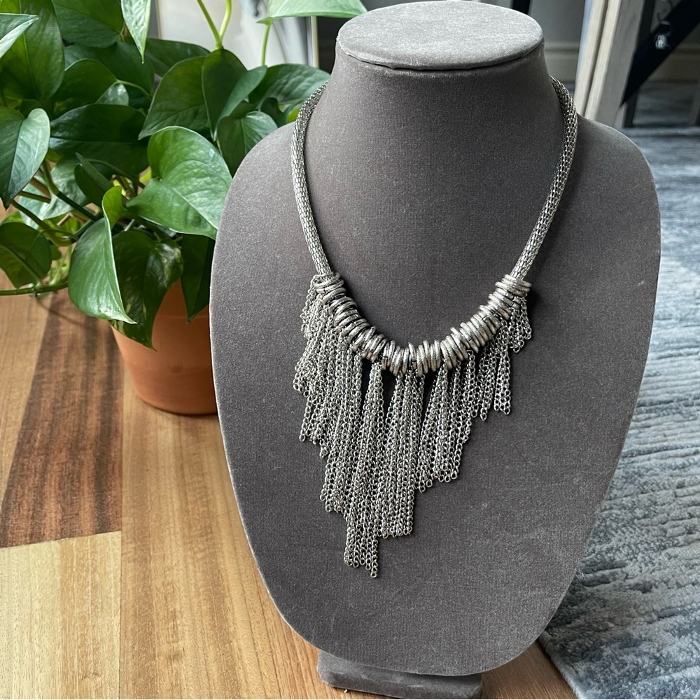Sliver Fringe Chain Statement‎ Retro Necklace